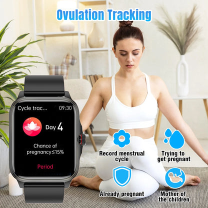 Smart Watch for Android Iphone 1.91" Full Touch HD Screen Sport Fitness Tracker Waterproof Smartwatches Wireless Bluetooth Call for Men Women (Black)