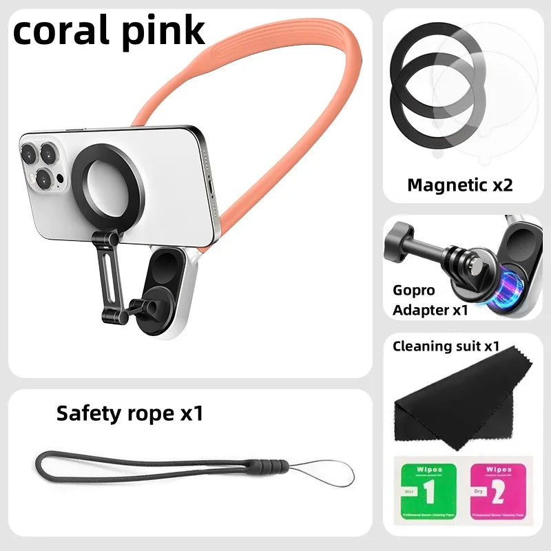 Magnetic Neck Holder Mount Necklace POV for Mobile Phones Smartphones Iphone 11 12 13 14 15 Android Sumsung Accessory